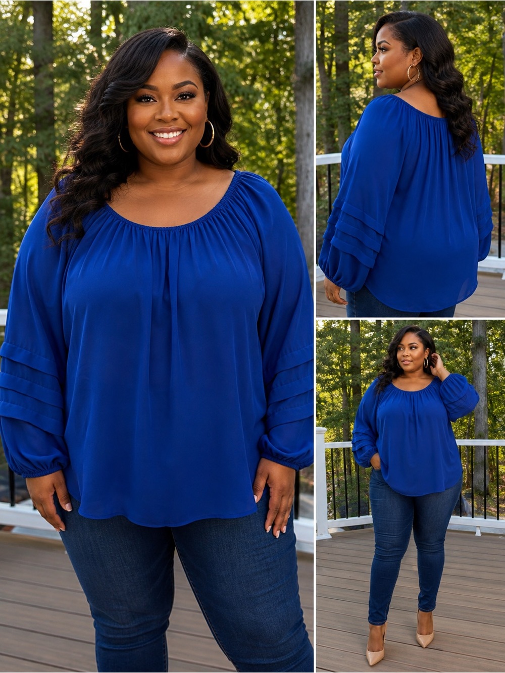 ￼ Karen Kane Blue Blouse Size 2X